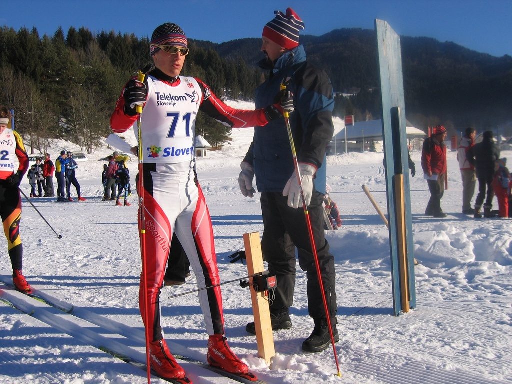 Smučarski tekač med tekmo